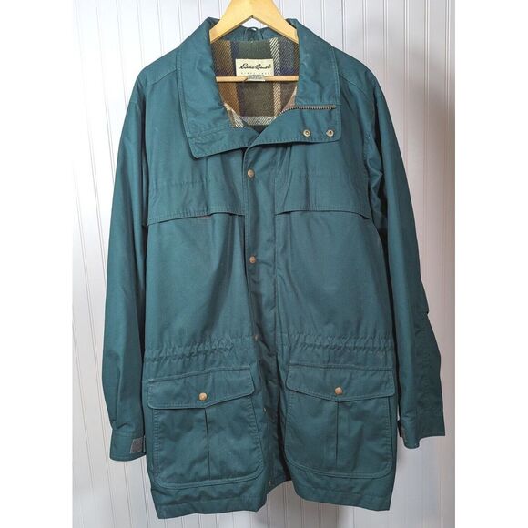 Eddie Bauer Wool Lined Mountain Parka Chore Field Barn Coat Jacket Plaid Men's L - Picture 1 of 11